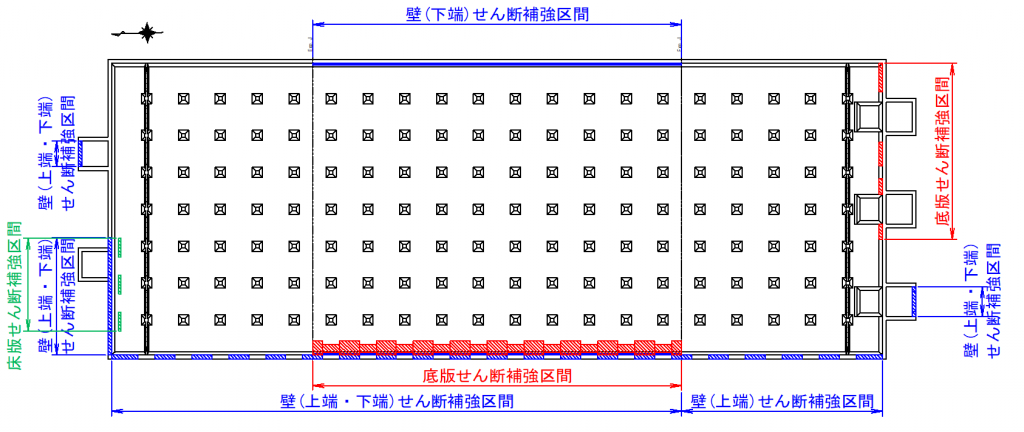 図-8 1号浄水池 せん断補強実施位置平面図